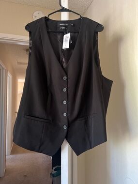 Torrid-Studio J Black Button-Front Vest